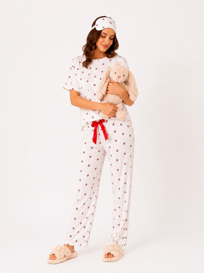 Beyaz Cherry Pijama Takım BG-0028