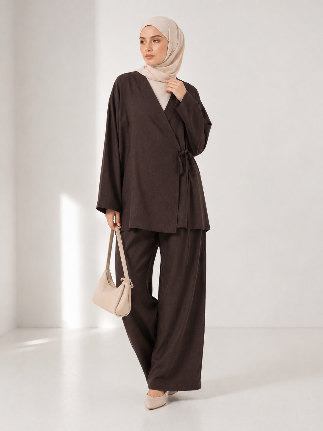 Koyu Kahverengi Qiyana Kimono Takım BG-0025