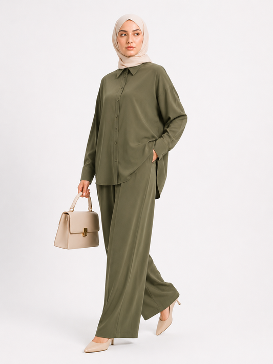 Haki Bello Düğmeli Takım BG-0032