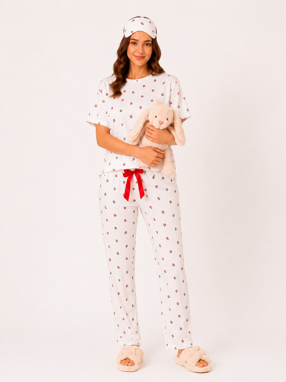 Beyaz Cherry Pijama Takım BG-0028