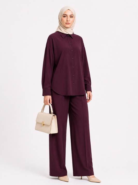 Bordo Bello Düğmeli Takım BG-0022