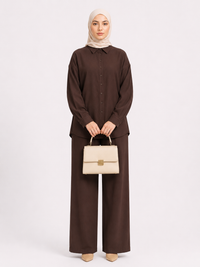 Koyu Kahverengi Bello Düğmeli Takım BG-0023