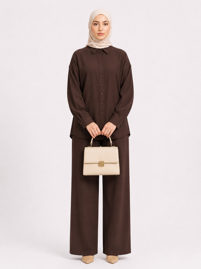 Koyu Kahverengi Bello Düğmeli Takım BG-0023