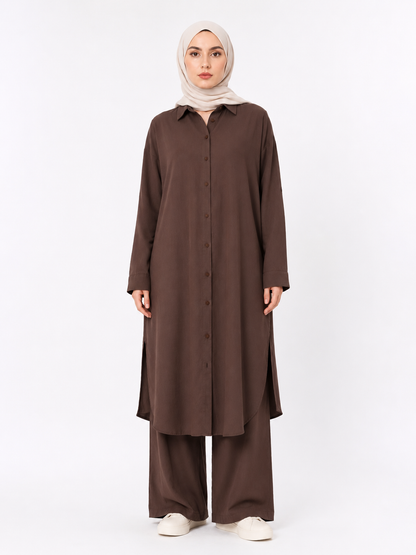 Koyu Kahverengi Mawar Yırtmaçlı Takım BG-0016