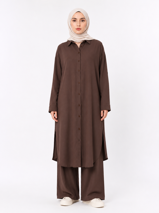 Koyu Kahverengi Mawar Yırtmaçlı Takım BG-0016