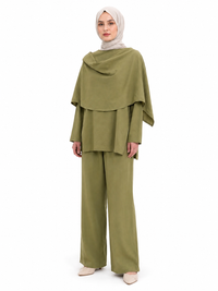 Haki Rumbai Pelerin Detay Takım BG-0017