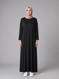Siyah Soyaya Uzun Elbise BG-0057